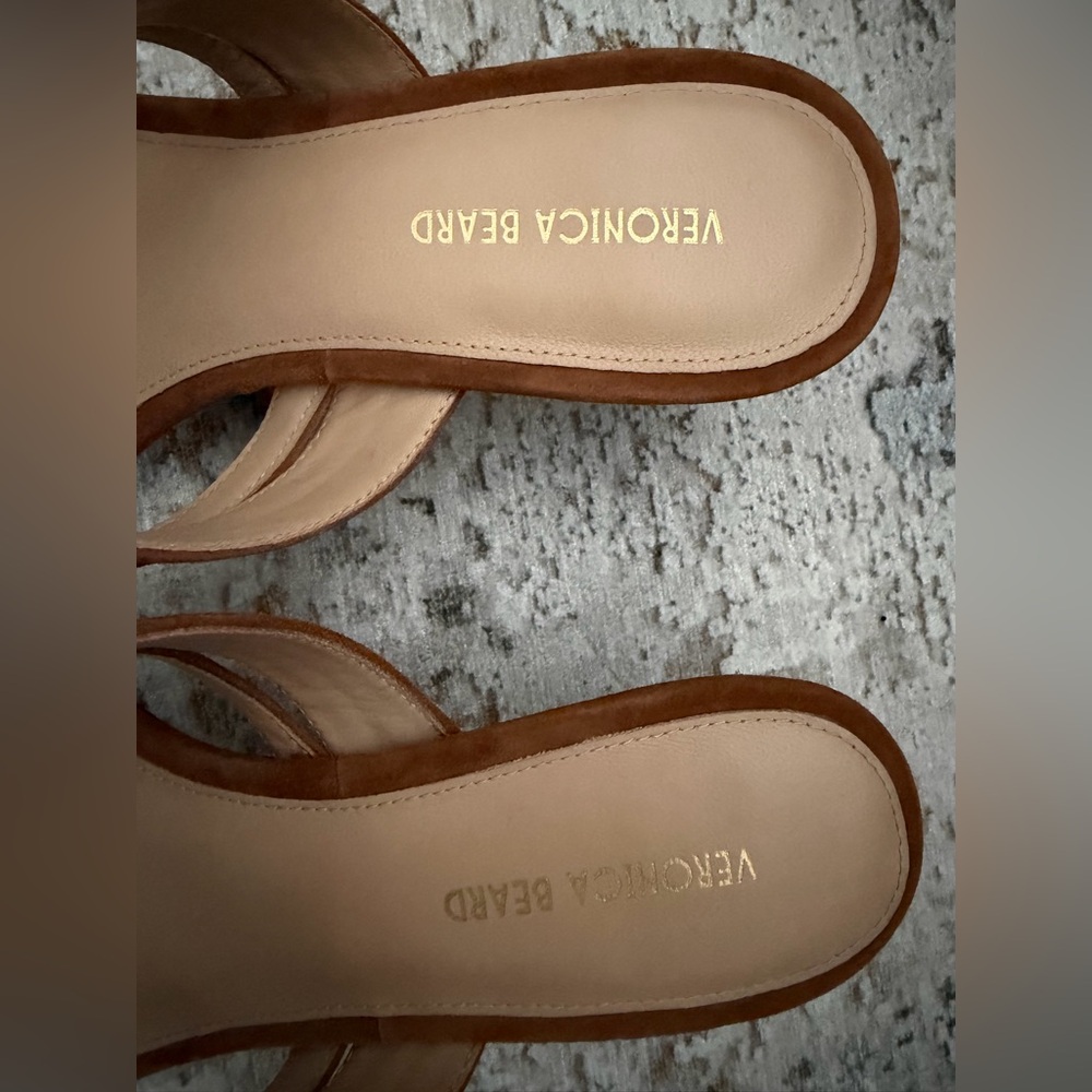 Veronica Beard Brown Suede Kitten Heal Strappy Sandals - Picture 8 of 10